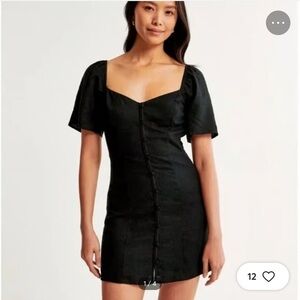NWT Abercrombie linen blend button black dress XS